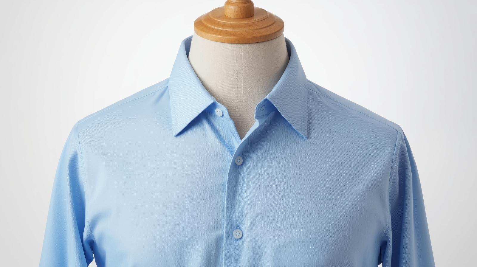 Chemise sur-mesure bleue sur mannequin