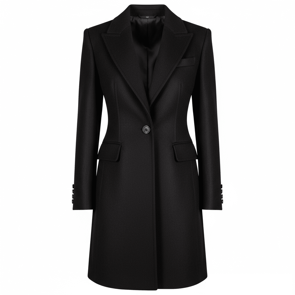 Manteau femme semi-entoilé noir sur mesure
