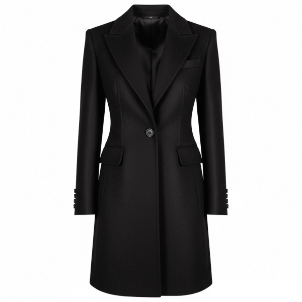 Manteau femme semi-entoilé noir sur mesure