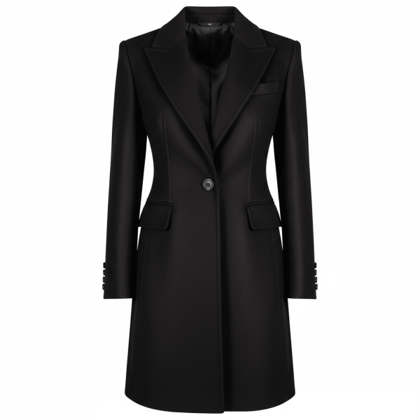 Manteau femme semi-entoilé noir sur mesure